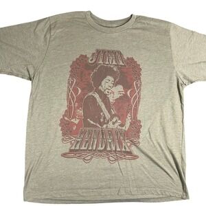 Authentic Jimi Hendrix Graphic T-Shirt Mens XL Olive Green Heather Rock Band Tee